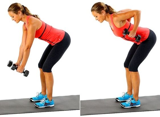 Pull the dumbbell by the belt